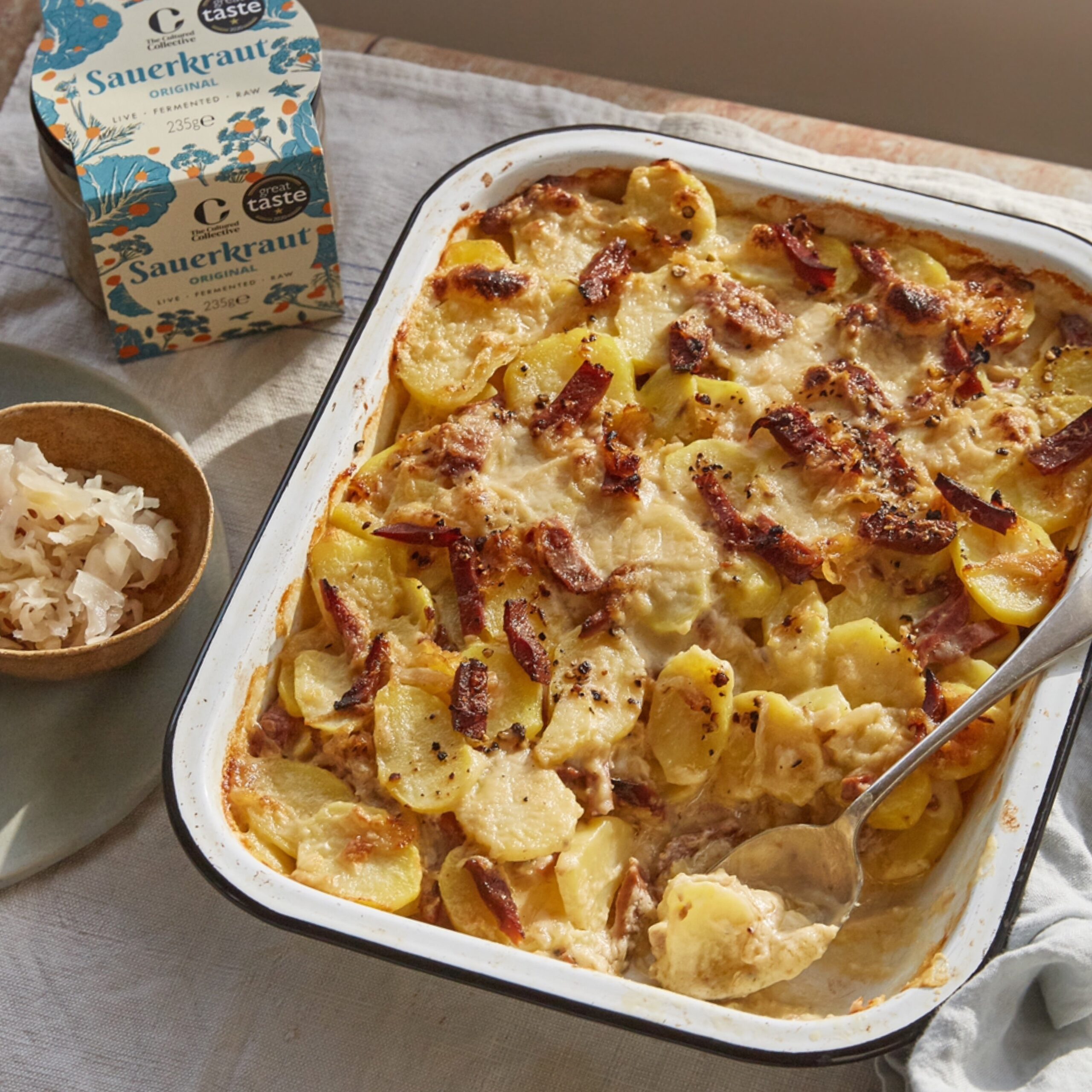 Comforting, Creamy Vegan Tartiflette with Sauerkraut