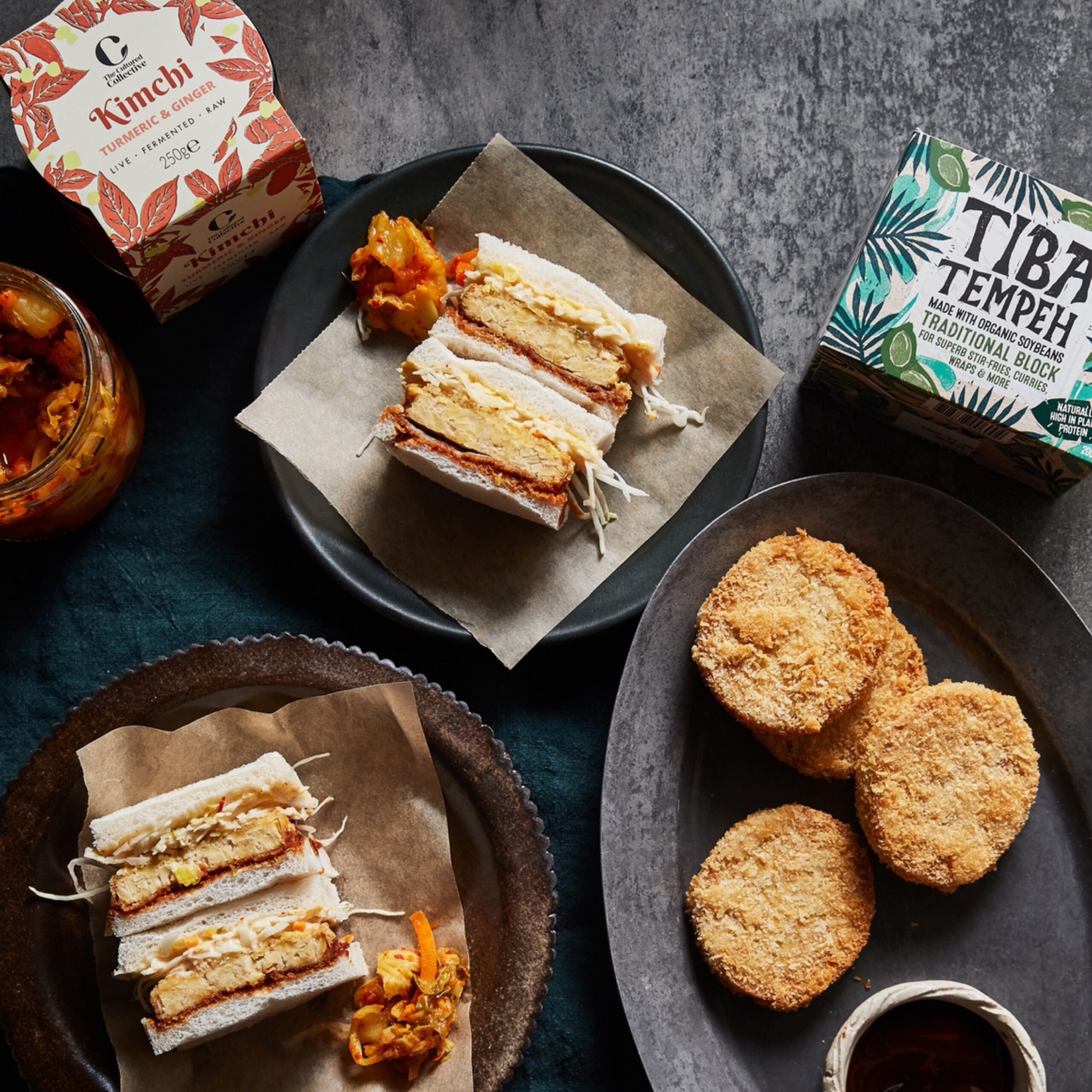Crispy Vegan Tempeh Katsu Sando with Tangy Kimchi Mayonnaise
