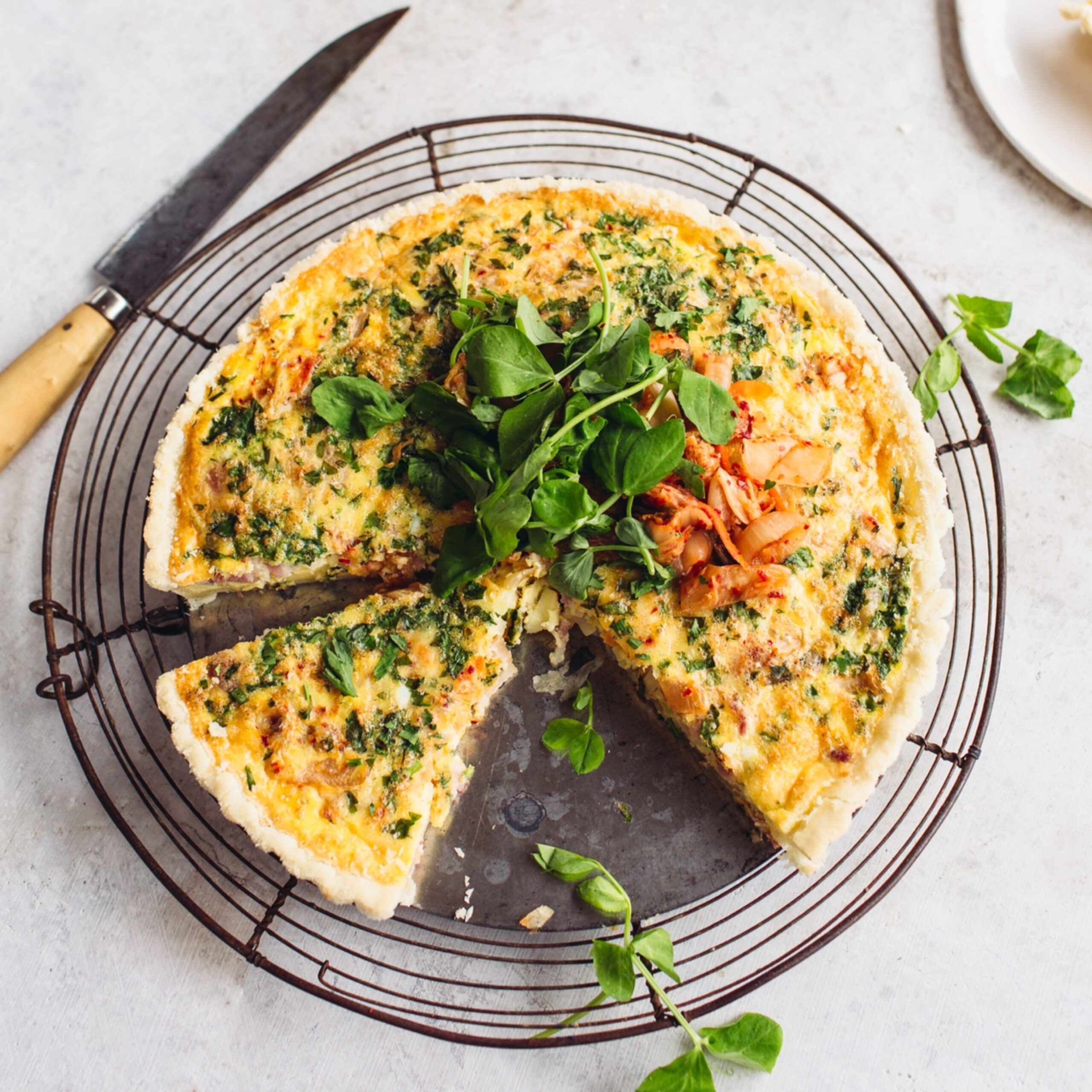 Bacon, Leek & Kimchi Quiche with Vintage Farmhouse Cheddar