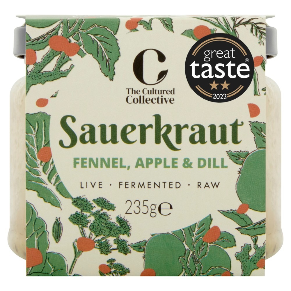 Glass jar of Fennel, Apple and Dill Sauerkraut by The Cultured Collective